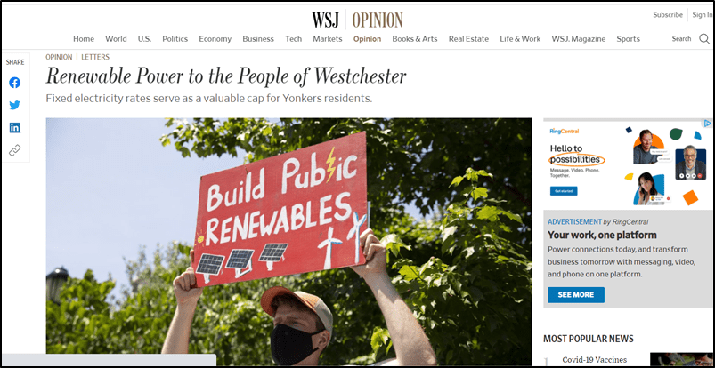 Renewable Power to the People of Westchester