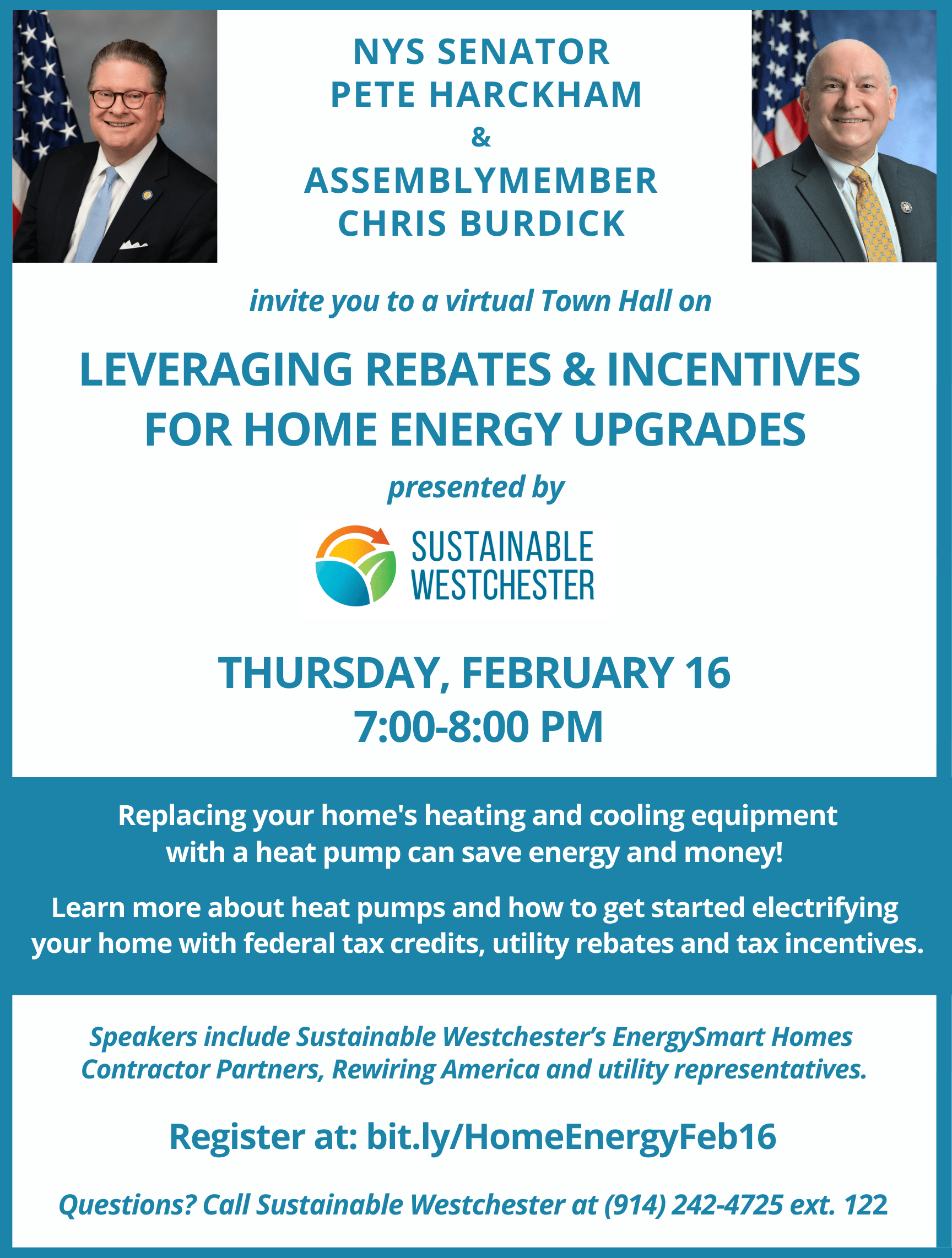 Sustainable Westchester Presents: Leveraging Rebates & Incentives for Home Energy Upgrades – Thursday, February 16th, 2023 at 7:00PM