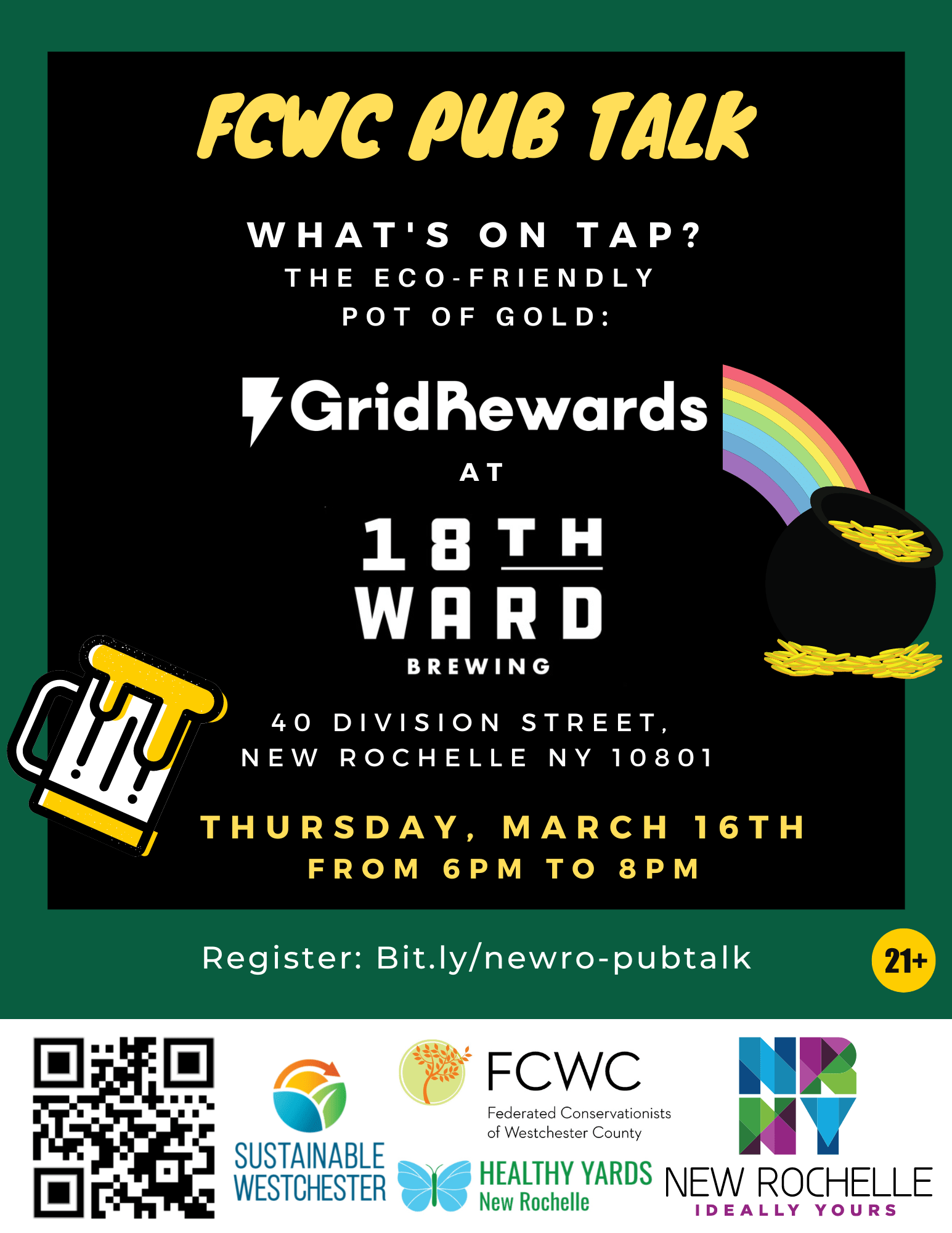 FCWC Pub Talk at 18th Ward Brewing – Thursday, March 16th from 6:00pm – 8:00pm