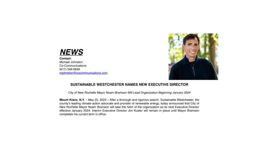 Sustainable Westchester Names New Executive Director